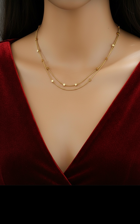 Delicate Gold Layered Chain Necklace with Disc Accents