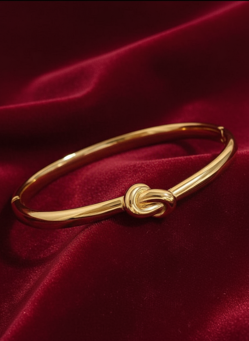 Gold Knot Bangle Bracelet