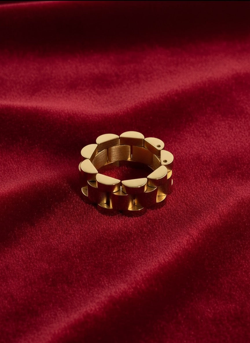 Gold-Plated Stainless Steel Petal Ring